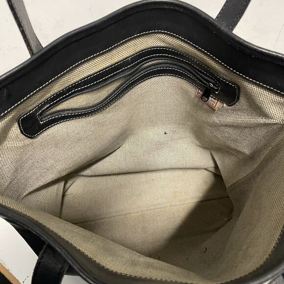 Vintage DOONEY & BOURKE Black Leather Bucket Tote Bag All Weather Purse Charm - Picture 8 of 10